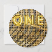 Invitation Photo de luxe Discothèque Noir et Or Anniversaire (Devant)