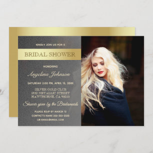 Invitation Photo de luxe Gold Foil et Silver Fête de l'mariée