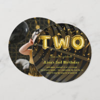 Photo de luxe Noir et Or confetti 2e anniversaire