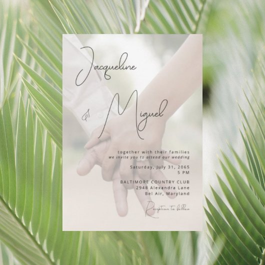 Invitation Photo de main de mariage sans parents