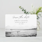 Invitation Photo de Manhattan Beach noir et blanc Save the Da (Debout devant)