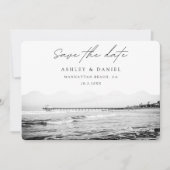 Invitation Photo de Manhattan Beach noir et blanc Save the Da (Devant)
