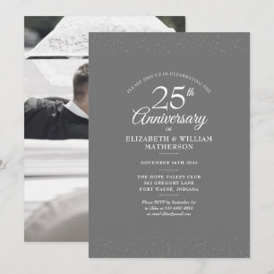 Invitation Photo de mariage 25e anniversaire Silver Stardust