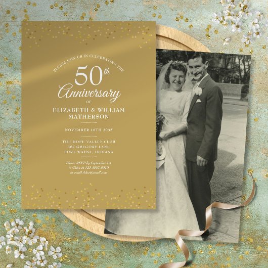 Invitation Photo de mariage 50e anniversaire avec poussière d