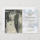 Invitation Photo de mariage 50e anniversaire de flocons de ne (Devant)