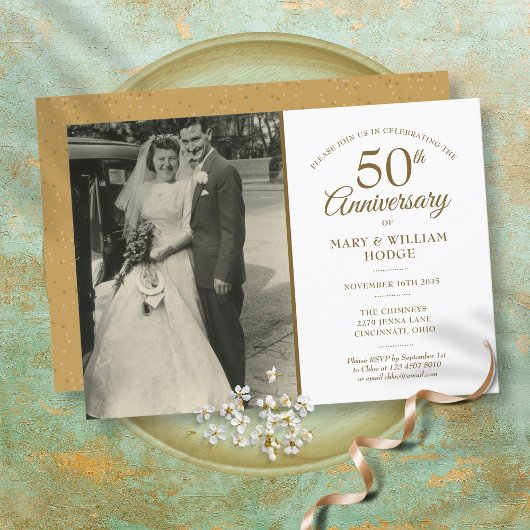 Invitation Photo de mariage 50e anniversaire de mariage confe