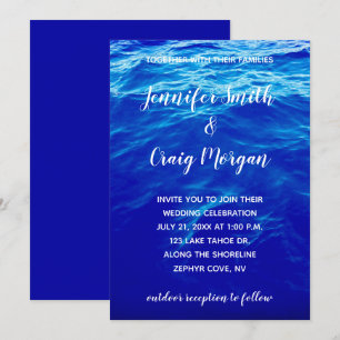 Invitation Photo de mariage à calligraphie moderne de Blue Wa