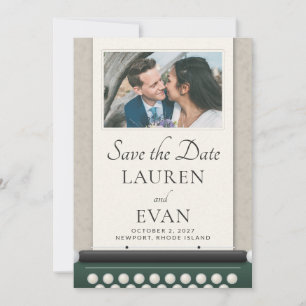 Invitation Photo de mariage à la machine à écrire vintage Sav