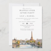 Invitation Photo de mariage à Paris France Happily Ever After (Devant)
