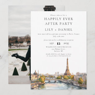 Invitation Photo de mariage à Paris France Happily Ever After