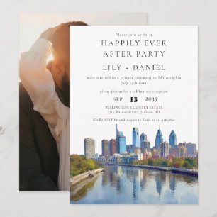 Invitation Photo de mariage à Philadelphie Happily Ever After