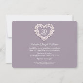 Invitation Photo de mariage au coeur de perle 30 ans de fête (Dos)