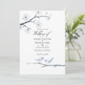 Invitation Photo de mariage aux fleurs de cerisier blanches (Debout devant)