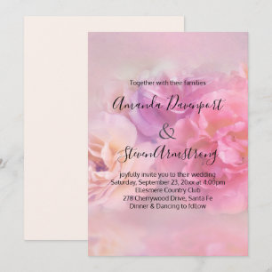 Invitation Photo de mariage aux oeillets roses et blancs