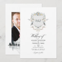 Photo de mariage avec monogramme et crête de lauri