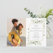 Invitation Photo de mariage botanique avec verdure (Debout devant)
