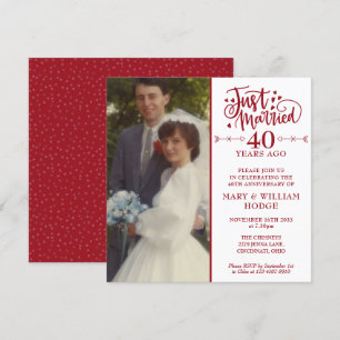 Invitation Photo de mariage carré pour les 40 ans de mariage