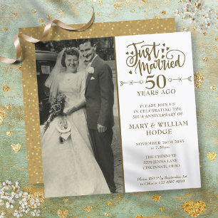 Invitation Photo de mariage carré pour les 50 ans de mariage
