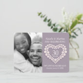 Invitation Photo de mariage coeur perle 30 ans de fête (Debout devant)