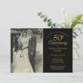 Invitation Photo de mariage Cœurs d'or 50e Anniversaire (Debout devant)