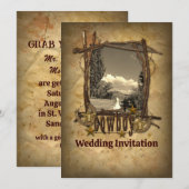 Invitation photo de mariage cowboy de pays occiden (Devant / Derrière)