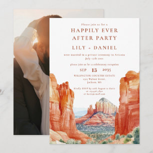 Invitation Photo de mariage dans le désert Happily Ever After