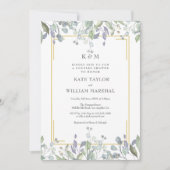 Invitation Photo de mariage de couples avec monogramme floral (Devant)