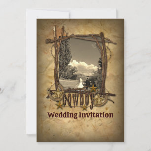 Invitation photo de mariage de cowboy de pays occi