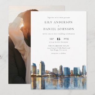 Invitation Photo de mariage de destination de la skyline de S
