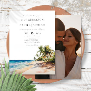 Invitation Photo de mariage de destination de plage tropicale