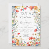 Invitation Photo de mariage de fleur sauvage audacieuse (Devant)