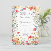Invitation Photo de mariage de fleur sauvage audacieuse (Debout devant)