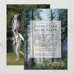 Invitation Photo de mariage de fleurs sauvages de la forêt po