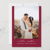 Invitation Photo de mariage de porte rouge Bourgogne moderne  (Dos)