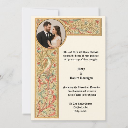 Invitation Photo de mariage de style médiéval (Devant)
