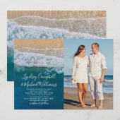 Invitation Photo de mariage élégante de plage tropicale océan (Devant / Derrière)