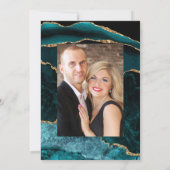 Invitation Photo de mariage en agate sarcelle et or (Dos)