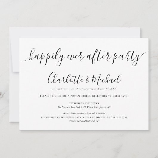 Invitation Photo de mariage en fuite de fête Happily Ever Aft (Devant)