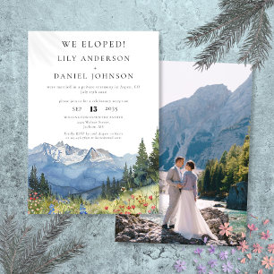 Invitation Photo de mariage en montagne florale en fuite