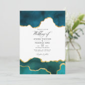 Invitation Photo de mariage en pierre d'agate de teinte sarce (Debout devant)