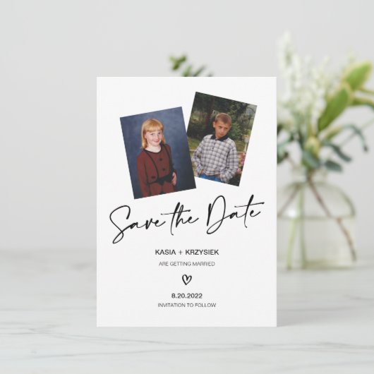 Invitation Photo de mariage Enregistrer la date (Debout devant)