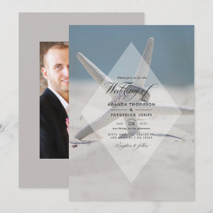 Invitation Photo de mariage estival tropical sur la plage