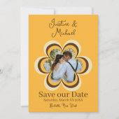 Invitation Photo de mariage Fleur Orange Rétro Enregistrez la (Devant)