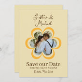 Invitation Photo de mariage Fleur Orange Rétro Enregistrez la (Devant / Derrière)