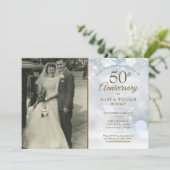 Invitation Photo de mariage Flocons de neige 50e anniversaire (Debout devant)