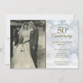 Invitation Photo de mariage Flocons de neige Hiver 50e Annive (Devant)