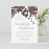 Invitation Photo de Mariage floral de prune moderne (Debout devant)