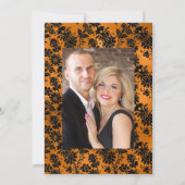 Invitation Photo de Mariage floral d'Halloween noir et orange (Dos)