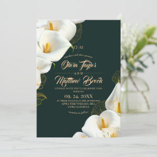 Invitation Photo de mariage floral élégant vert émeraude mode