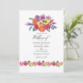 Invitation Photo de mariage Floral Fiesta (Debout devant)